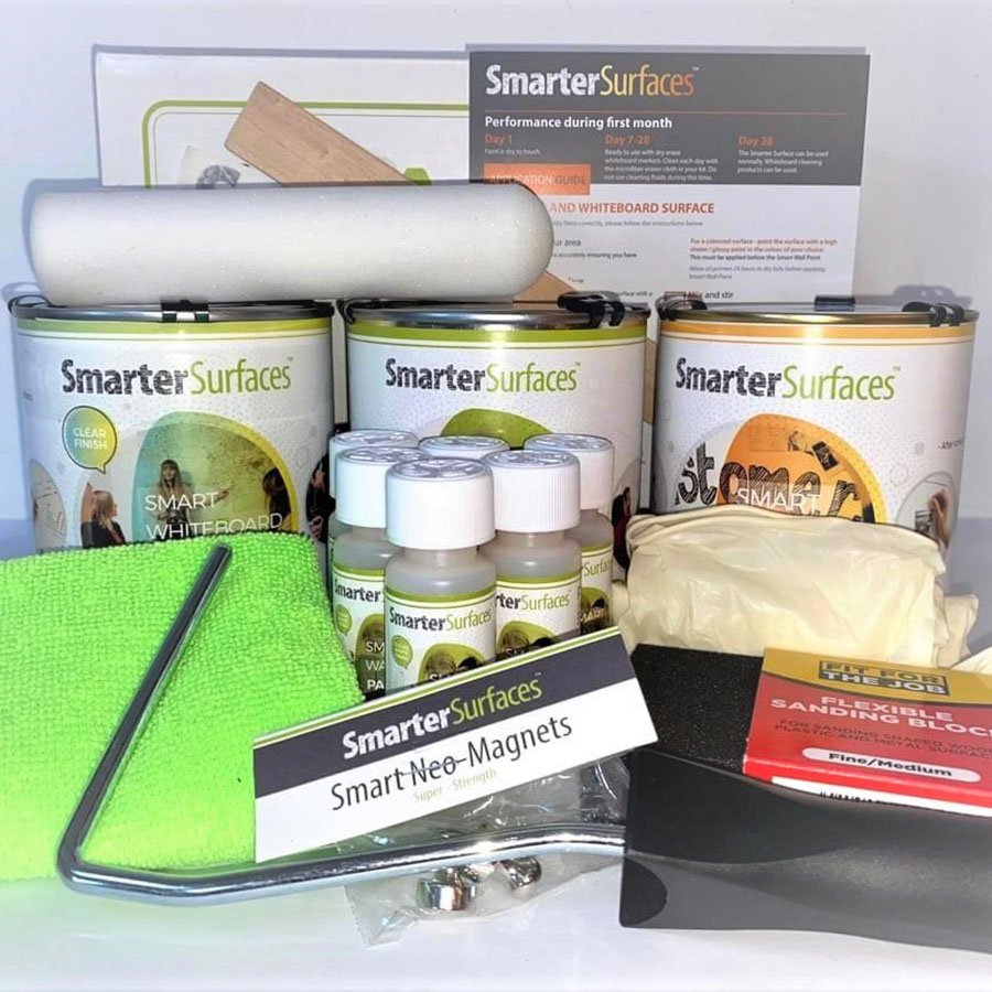 ערכה שלמה לצבע לוח מחיק מגנטי חכם שקוף עם אביזרים ומדריך שימוש