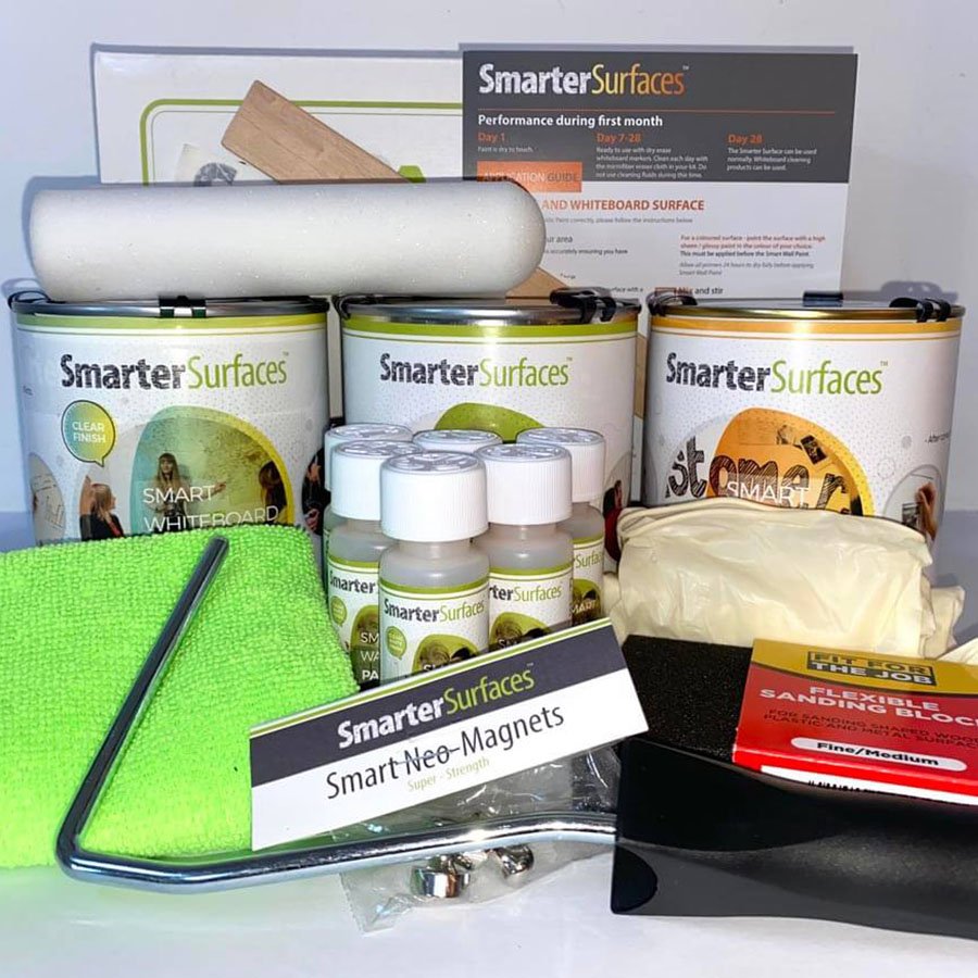 ערכה שלמה לצבע לוח מחיק מגנטי חכם עם אביזרים ומדריך שימוש