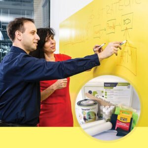 צבע לוח מחיק חכם שקוף משומש בקירות במשרדים