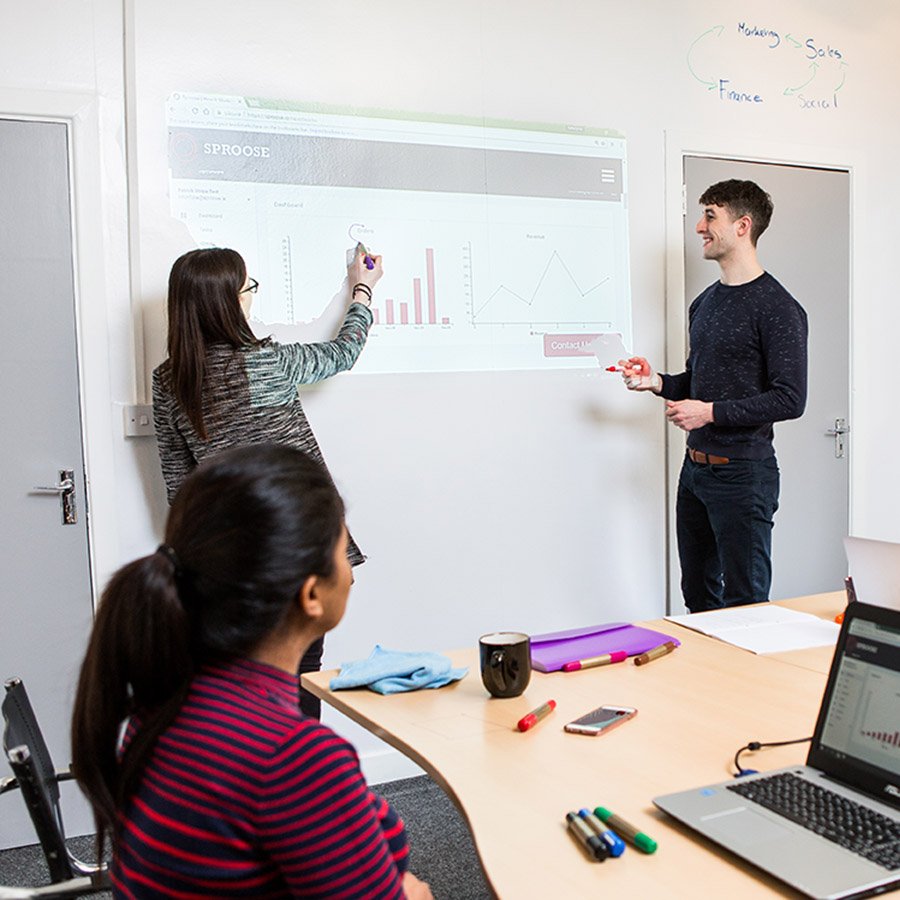 טפט לוח מחיק חכם ברק נמוך בשימוש במצגה עסקית