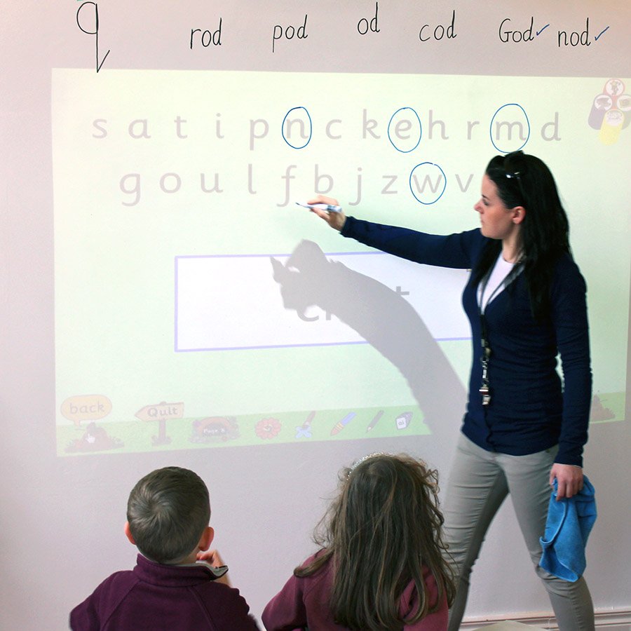 טפט לוח מחיק חכם ברק נמוך בשימוש בכיתה בבית הספר